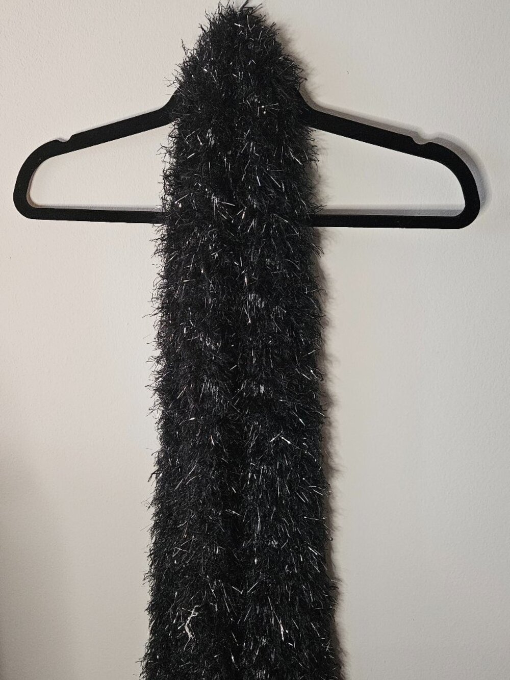 2000s Black and Silver Metallic Acrylic Rectangle Scarf